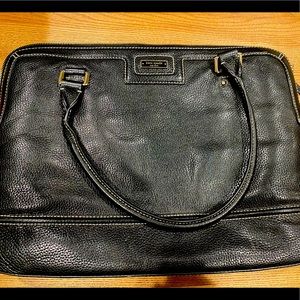 VGUC Kate Spade laptop bag. Black leather with white stitching and gold hardware